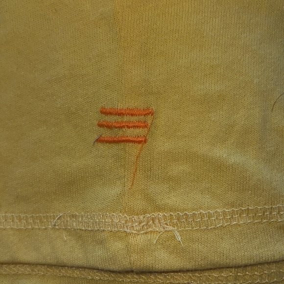 BDG Cole V-neck long sleeves tee yellow white orange trim top Sz M - Picture 6 of 8